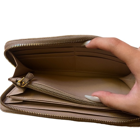 Prada Cipria Saffiano Triangle Long Zip Wallet - Picture 7 of 12